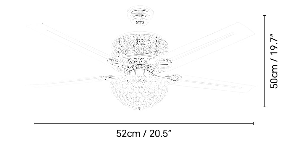 Tiffany Laure Kristall-Deckenventilatorleuchte