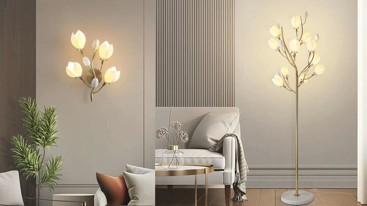 Witte keramische Magnolia wand-/vloerlamp
