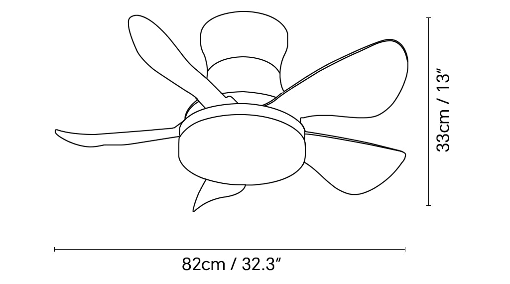 Deckenventilator mit nordischen Flügeln, schwarz, mit Leuchte