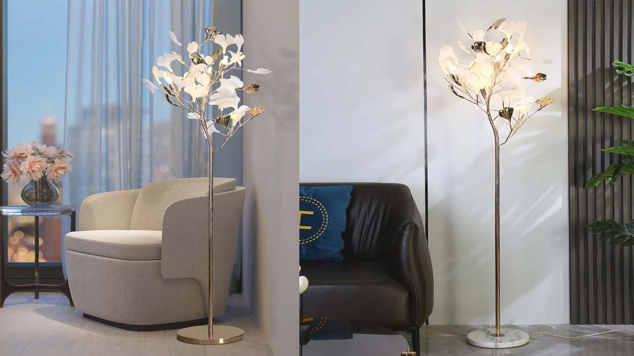 Keramische Ginkgo Bladeren Staande Lamp