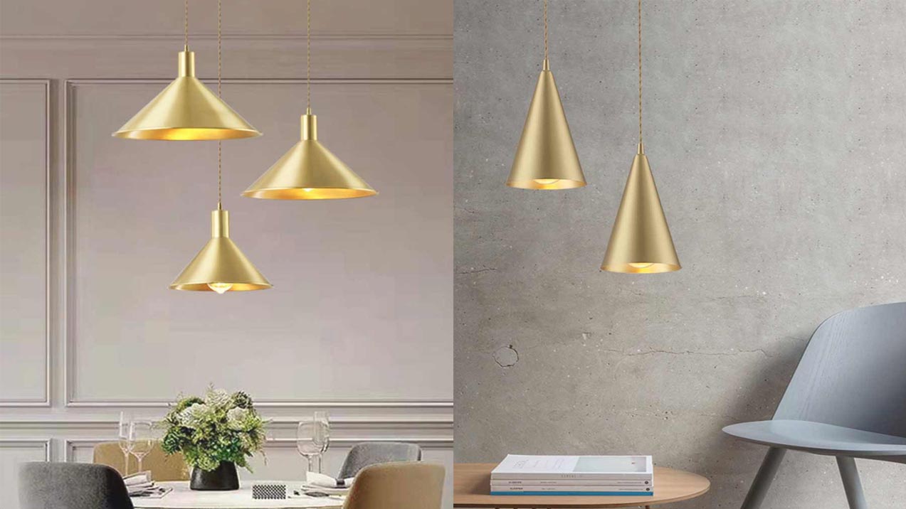 Kleine hanglamp met enkele kop van messing