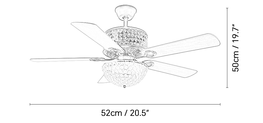 Tiffany Laure Kristall-Deckenventilatorleuchte
