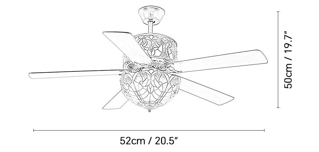 Tiffany Laure Kristall-Deckenventilatorleuchte
