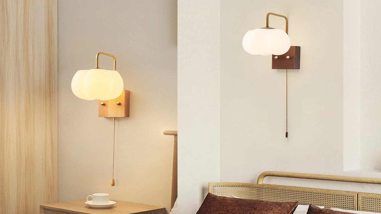 Houten katoenen wolk wandlamp