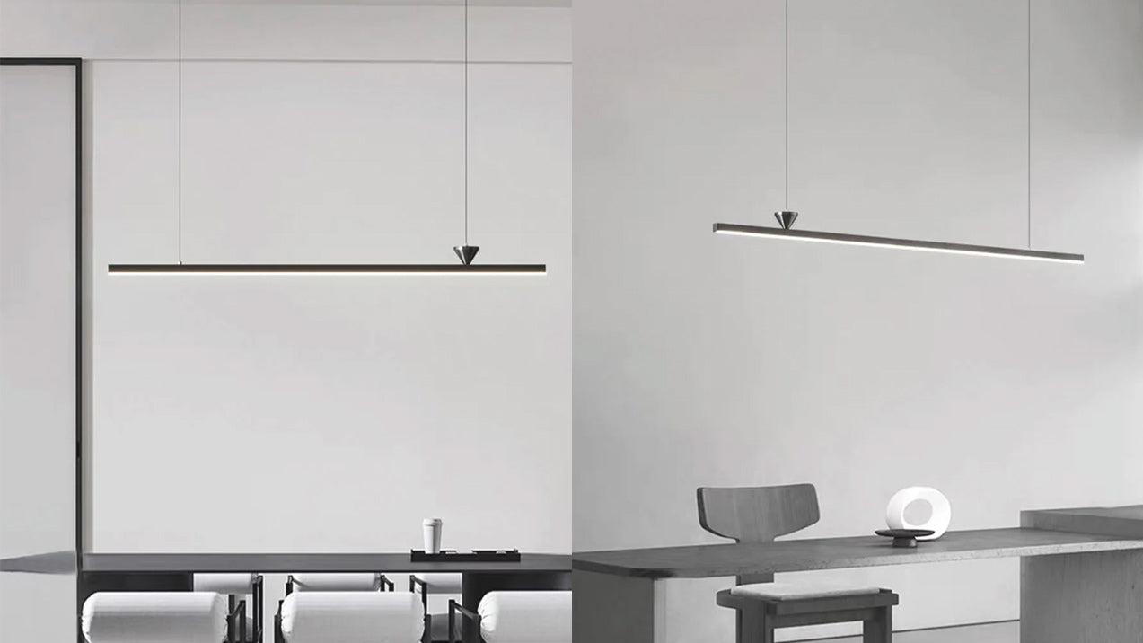 Slanke lange lineaire koperen LED hanglamp